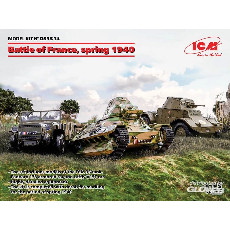 Bataille de France, printemps 1940 (Panhard 178 AMD-35,FCM 36,Laffly V15T)