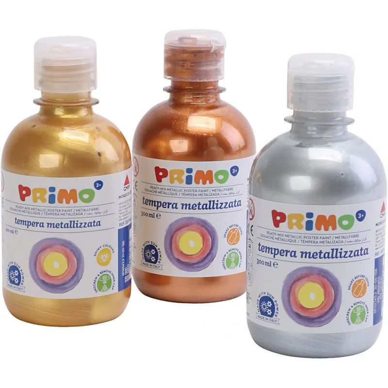 Peinture métallisée PRIMO, couleurs assorties, 3x300 ml/ 1 Pq.