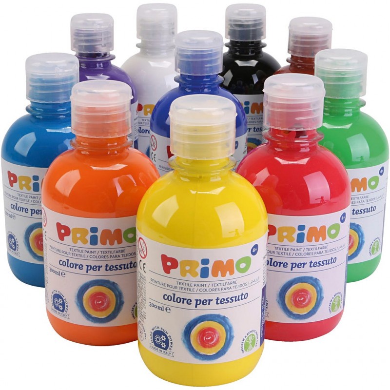 Peinture textile, couleurs assorties, 10x300 ml/ 1 Pq.