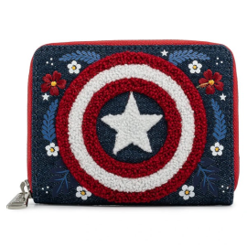 Marvel Loungefly Portefeuille Captain America 80Th Anniversary Floral Sheild