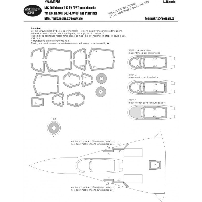 Mikoyan MiG-29 Fulcrum 9-12 EXPERT masques kabuki verrière d'avion