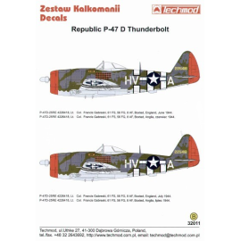 Décal Réédité et mis à jour ! Republic P-47D Thunderbolt 'Bubbletop' (2) 2 versions de 226418 HV-A 61 FS/56 FG Col Francis Gabre