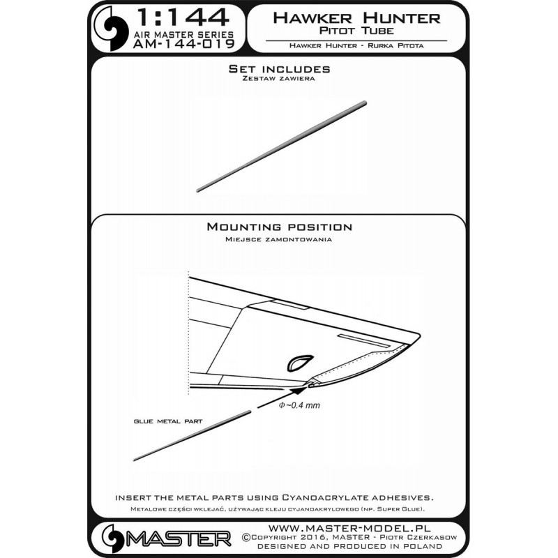 Hawker Hunter FGA.9 - Tube de Pitot - (conçu pour être utilisé avec les modèles MARK I et les kits Revell) [F.6A/FGA.9 FR.10/71A