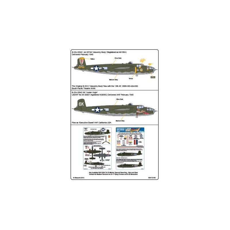 Décal Catch 22 Mitchells North-American B-25J-25NC 44-30748 6H 'Heavenly Body' (N8195H) - B-25J-25 'VESTAL VIRGIN'44-30801 6K (N