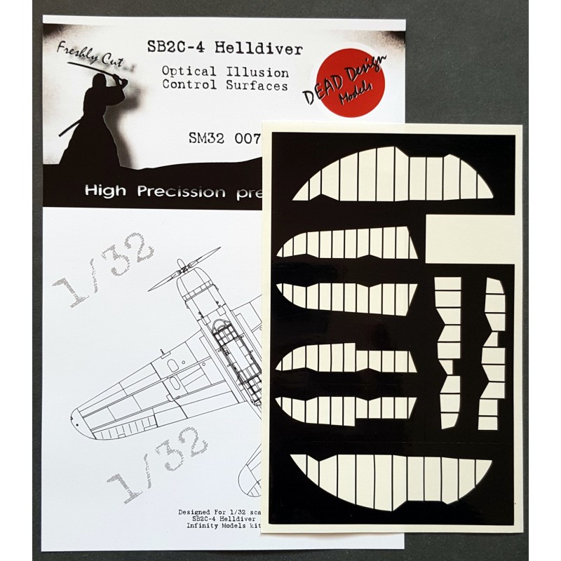 Masque de peinture Curtiss SB2C-4 Helldiver 3D/illusion d'optique pour surfaces de contrôle (conçu pour être utilisé avec les ki