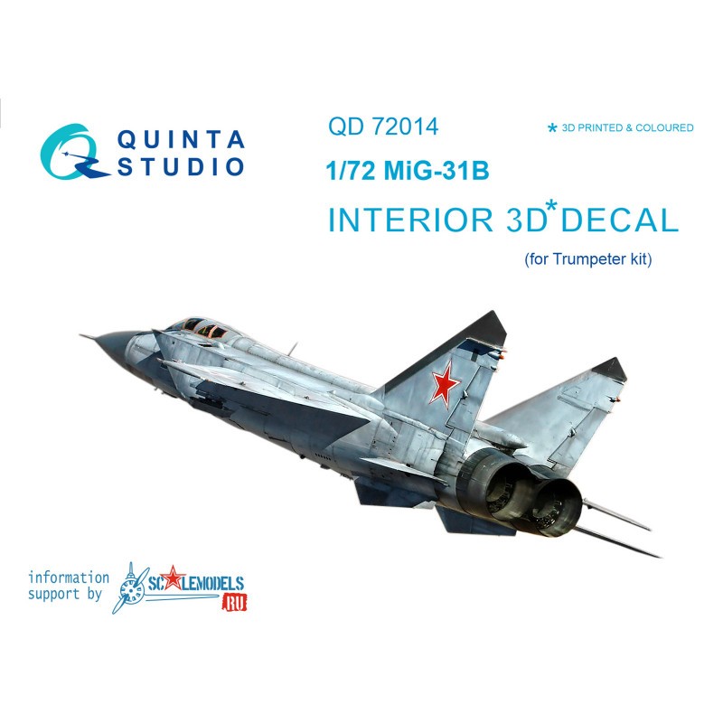 Décalcomanie Mikoyan MiG-31B/BM Foxhound Intérieur coloré et imprimé en 3D sur papier autocollant (conçu pour être utilisé avec 