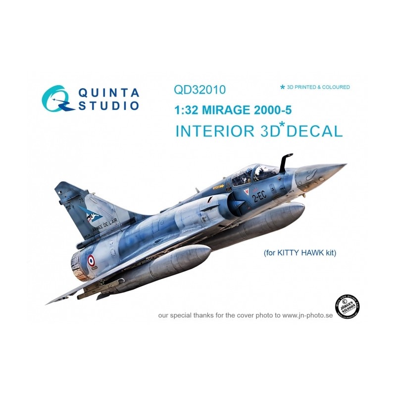 Décalcomanie Dassault Mirage 2000-5 Intérieur coloré et imprimé en 3D sur papier autocollant (conçu pour être utilisé avec le ki