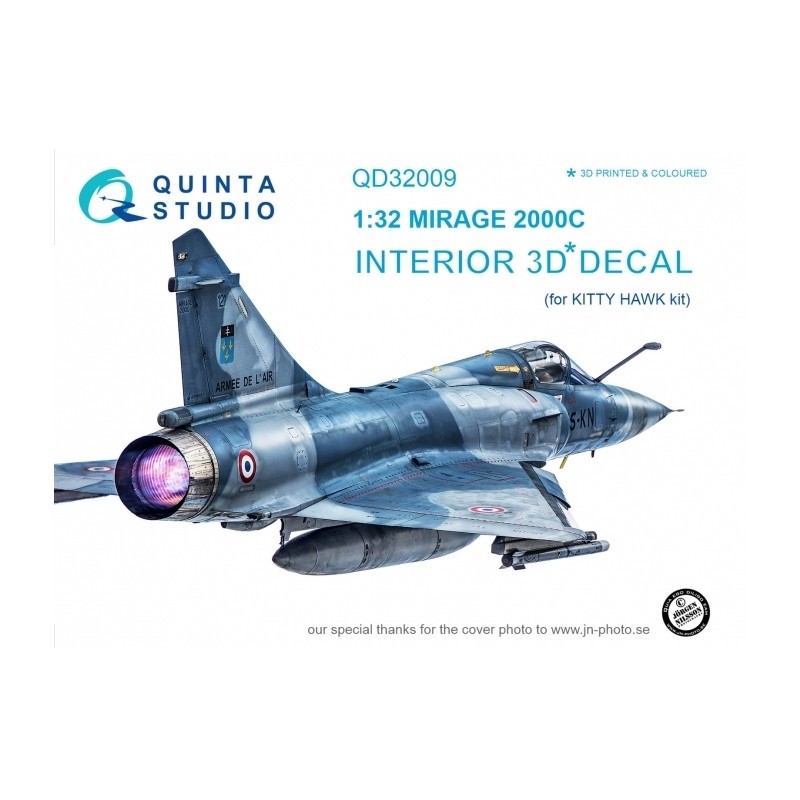 Décalcomanie Dassault Mirage 2000C Intérieur imprimé en 3D et coloré sur du papier autocollant conçu pour être utilisé avec les 