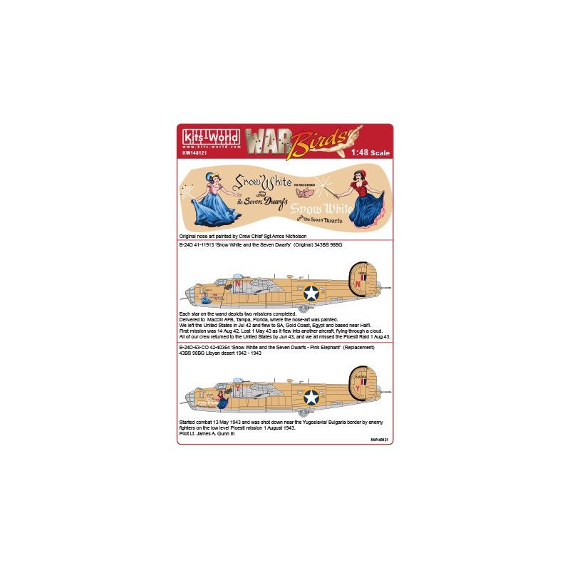 Décal Consolidated B-24D 343 BS 98 BG - CO 41-11913/42-40364 'Blanche Neige et les Sept Nains' '- versions I & II