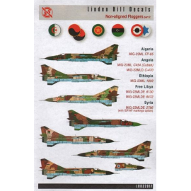  Décal Non alignés Mikoyan MiG-23ML/MiG-23MLDE Floggers partie 2 Algérie, Angloa, Éthiopie, Libye libre et Syrie.