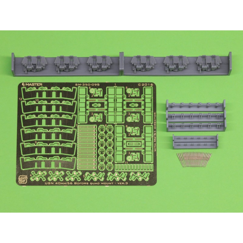 USN 40 mm/56 Bofors quadruple mount ver.3 / avec directeur Mk-51 - (résine, PE et pièces tournées) - (6pcs)