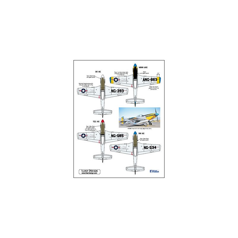 Décal Plus ANG/Air National Guard North-American P-51D Mustangs. Washington, Texas, Minnesota et Oklahoma.