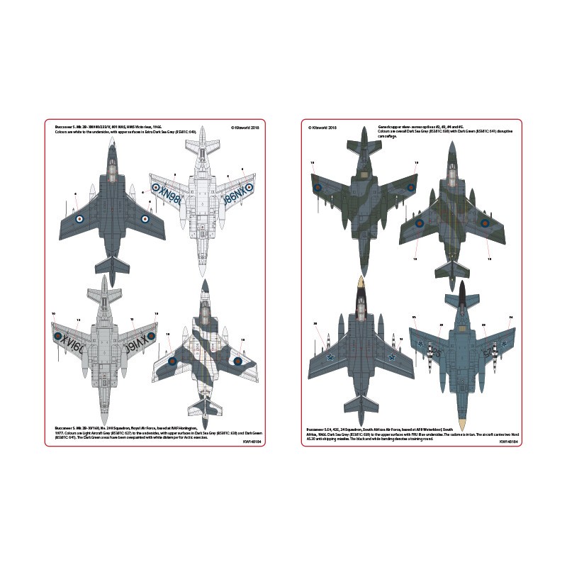 Décal Blackburn Buccaneers S. Mk 2 Mk2A Mk2BBlackburn Buccaneers RAF et autres opérateurs. XV160, 208 Esc