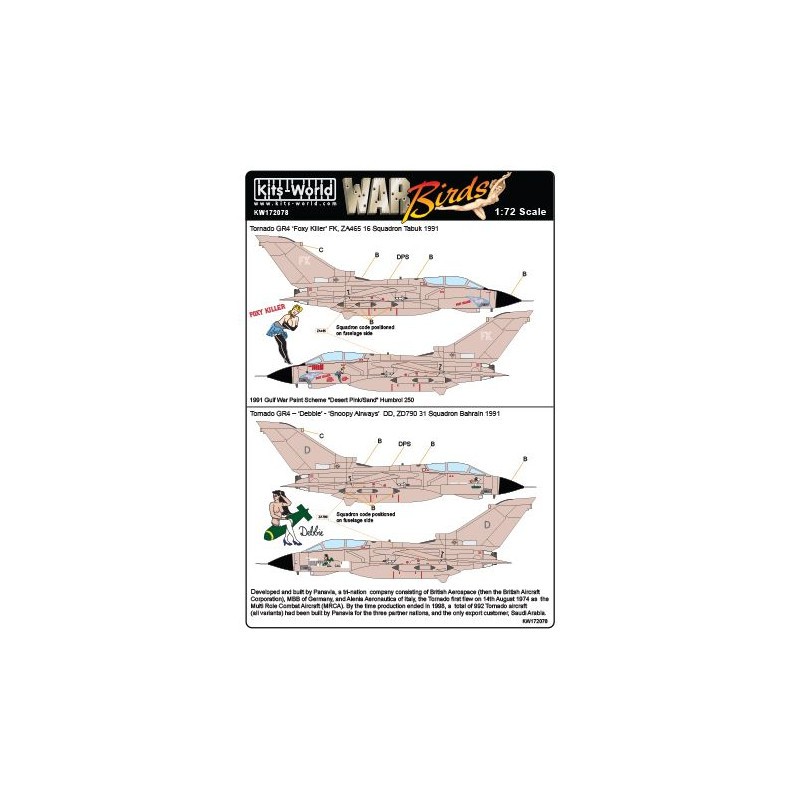 Décal Tempête du désert Panavia Tornado GR.1B 'Foxy Killer' FK, ZA465 16 Squadron Tabuk 1991. GR.4 'Debbie'