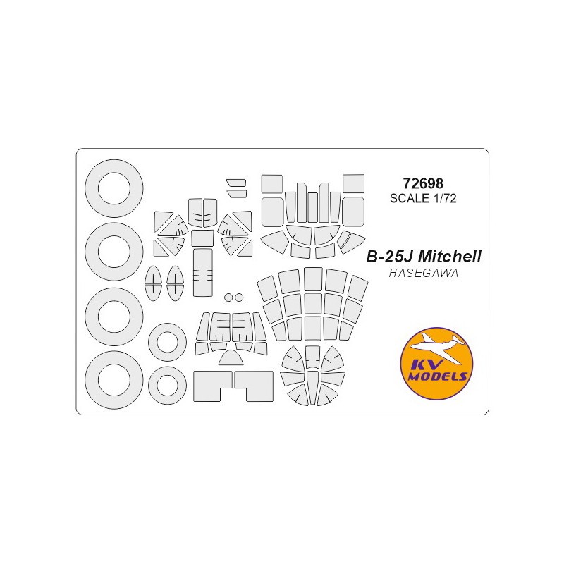 North-American B-25J Mitchell + masques de roues (conçu pour être utilisé avec les kits Hasegawa HAE16)