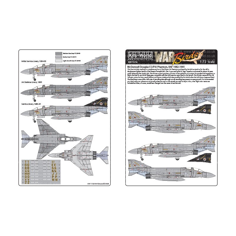 Décal Cette feuille comprend des marquages ​​pour compléter quatre des quinze McDonnell F-4J Phantoms