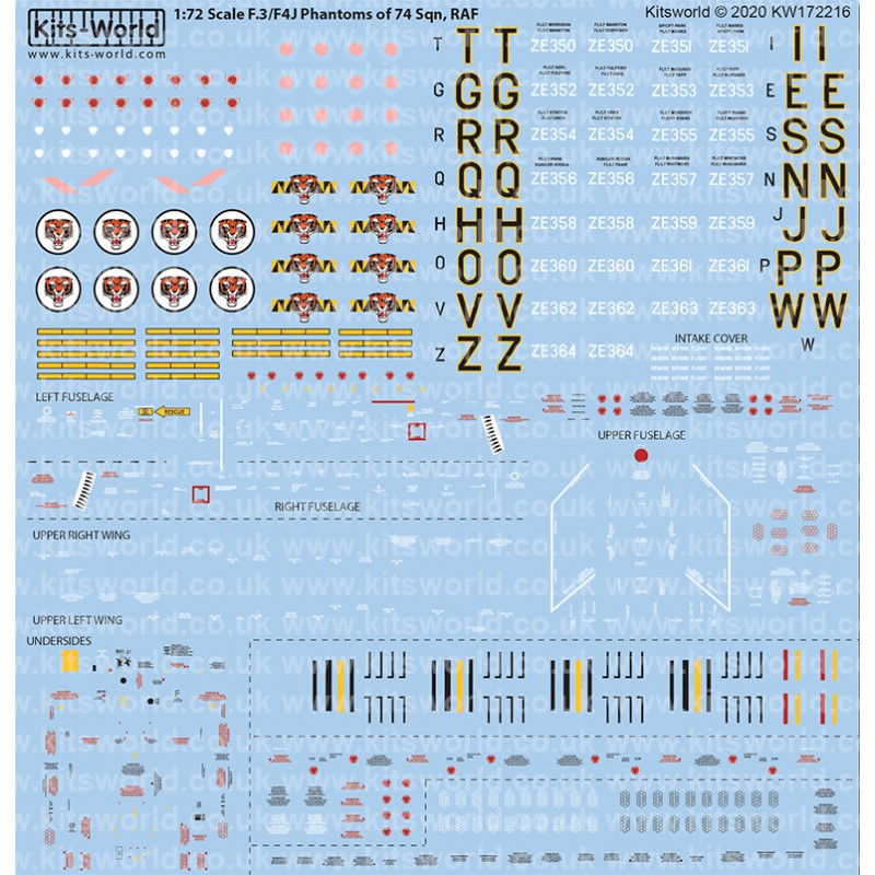 Décal Cette feuille comprend des marquages ​​pour compléter quatre des quinze McDonnell F-4J Phantoms