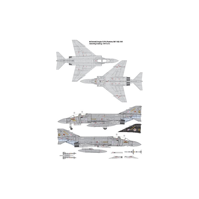 Décal Cette feuille comprend des marquages ​​pour compléter quatre des quinze McDonnell F-4J Phantoms