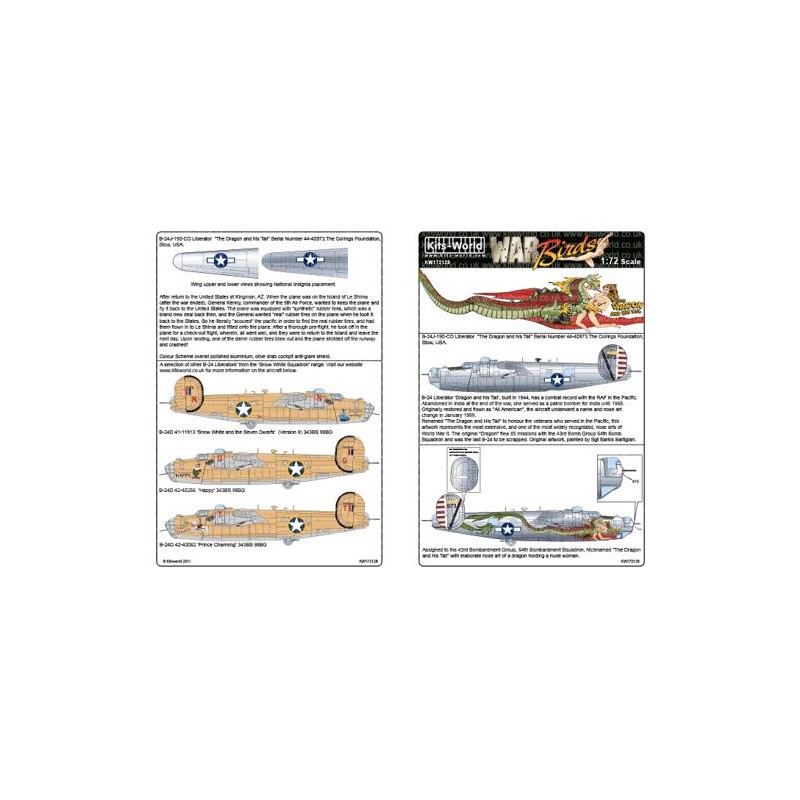 Décal Consolidated B-24J Liberator 'Dragon et sa queue' 64th Bomb Squadron, 43rd Bomb Group.