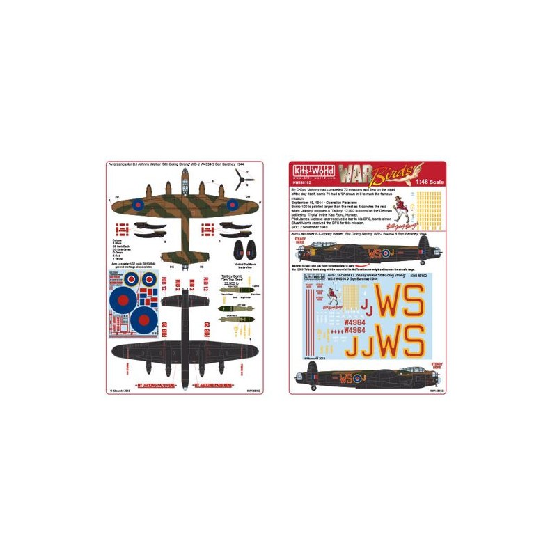 Décal Avro Lancaster BI/III Johnny Walker 'Toujours Fort' WS-J W4954 9 Sqn Bardney 1944