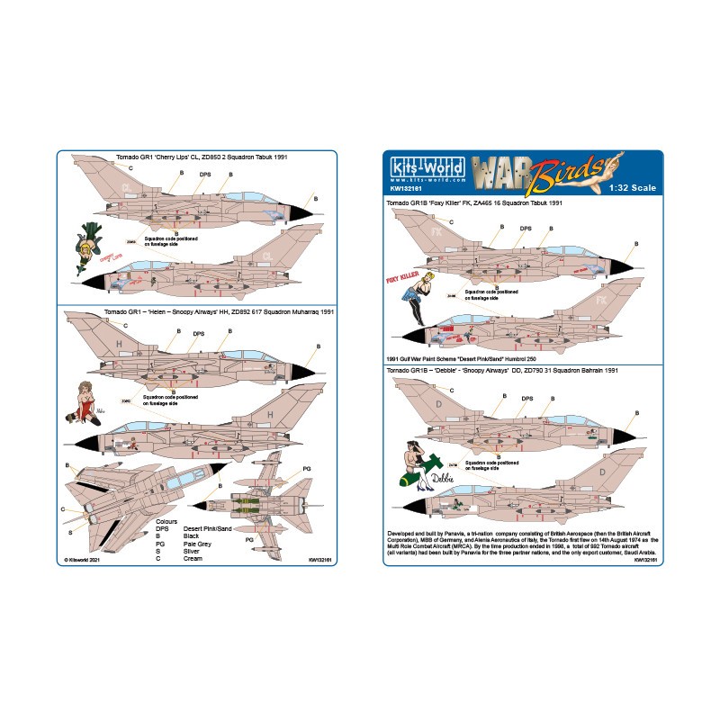 Décal Tempête du désert Tornados GR.1B ??' 'Foxy Killer' FK, ZA465 16e Escadron Tabuk 1991. GR1B