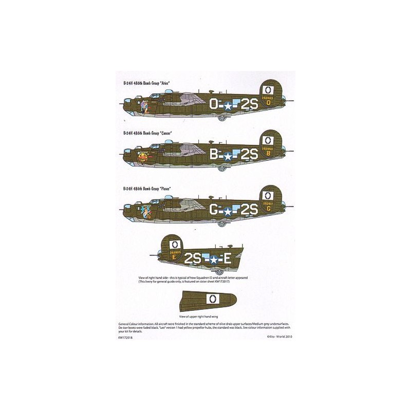 Décal Consolidated B-24H Liberator 834th BS, 486th BG Phil Brinkman's Zodiacs Set 2 (6)