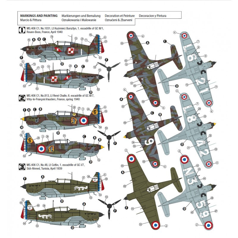 Morane-Saulnier MS.406C1 1939-40 - Kit Hasegawa + Décals Cartograf + Masque de peinture