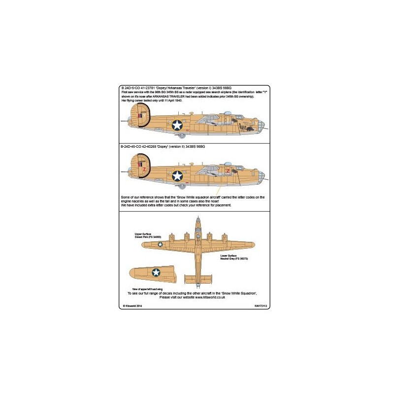 Décal Consolidated B-24D-5-CO 41-23781 'Dopey'/'Arkansas Traveler' (version I)