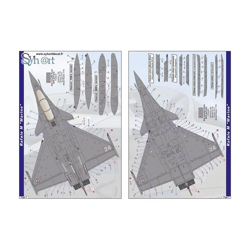 Décal Normes Dassault Rafale B/C/M 'Armée de l'Air & Marine' (version 2020)