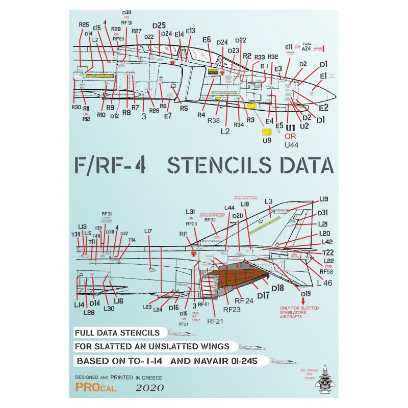 Décal Données de pochoir GRIS Greek Air Force McDonnell F-4E et RF-4E Phantoms