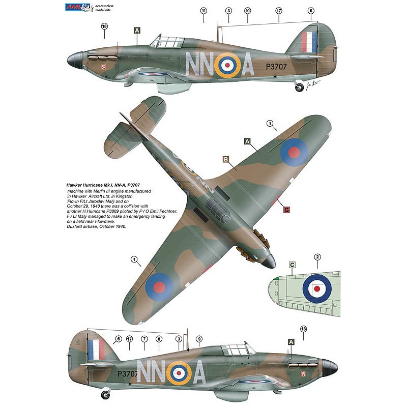 Décal 310e Escadron RAF, Partie II / Hawker Hurricane Mk.I ??' NN@A & NN@P