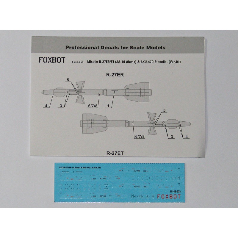 Décal Missile soviétique R-27ER/ET (AA-10 Alamo) et pochoirs AKU-470 (Var.1)