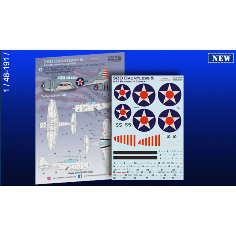 Décal Douglas SBD-2 Dauntless et A-24 Banshee au combat Partie 1