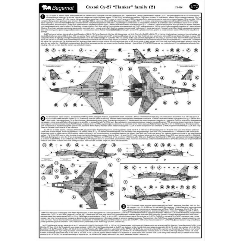 Décal Réimprimé ! Sukhoi Su-27 Flanker Partie 3