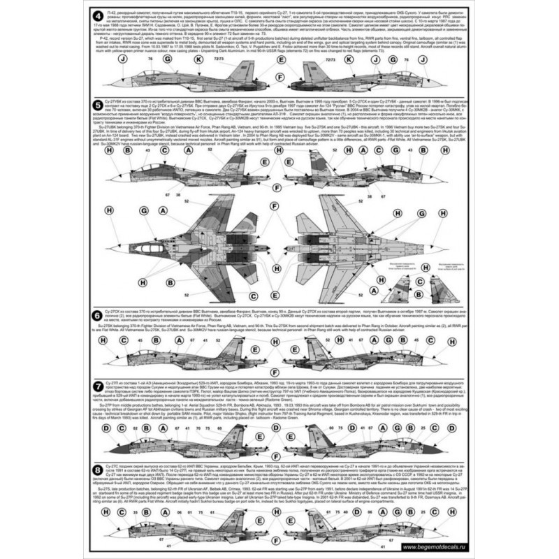 Décal Réimprimé ! Sukhoi Su-27 Flanker Partie 3