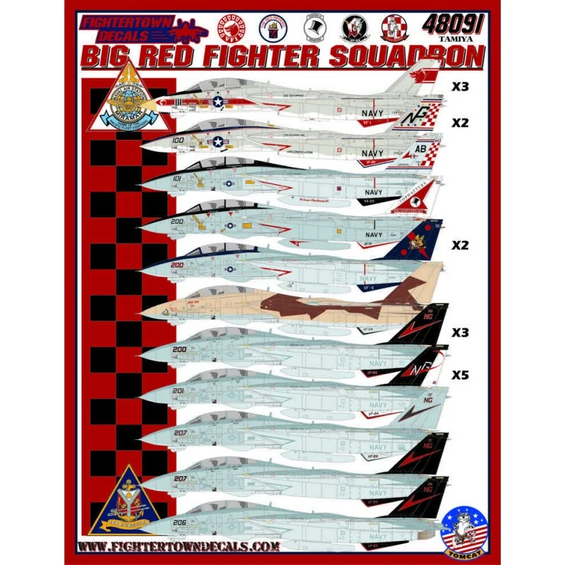 Grand escadron de chasse rouge Grumman F-14A / F-14B Tomcat VF-1 Wolfpack 1er Tomcat CruiseVF-11