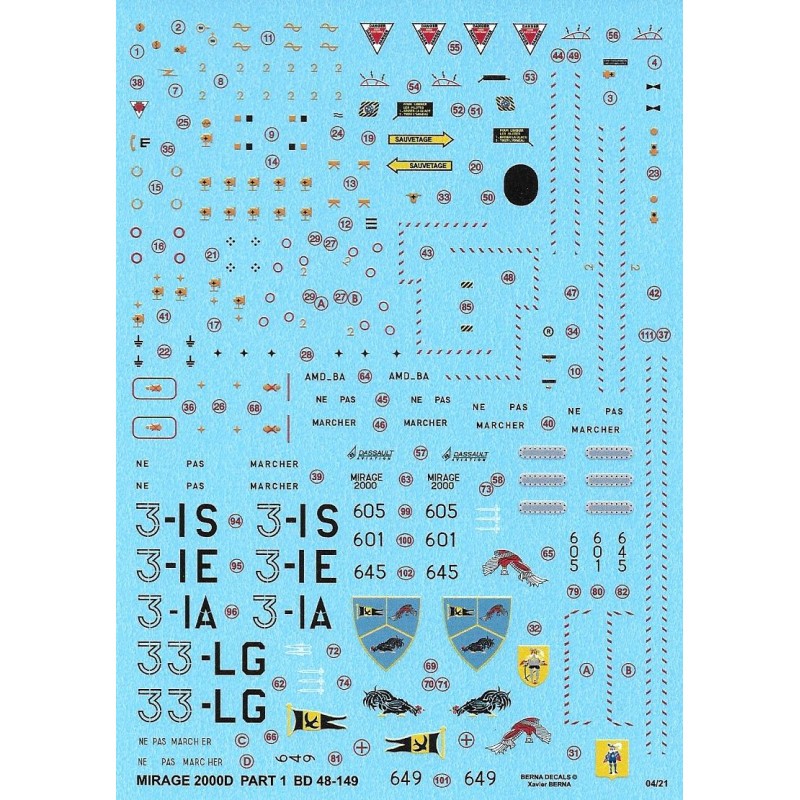 Dassault Mirage 2000D : EC 1/3 'Navarre' Nancy-Ochey & Kosovo, EC 4/33 'Vexin' Djibouti + Pochoirs (4 schémas).