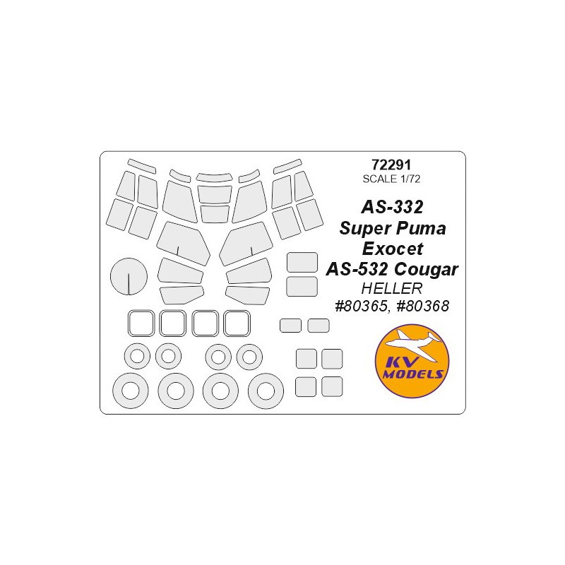 Aerospatiale AS-332 Super Puma Exocet / AS-532 Cougar + masques de roues (conçu pour être utilisé avec les kits HELLER HEL80365,