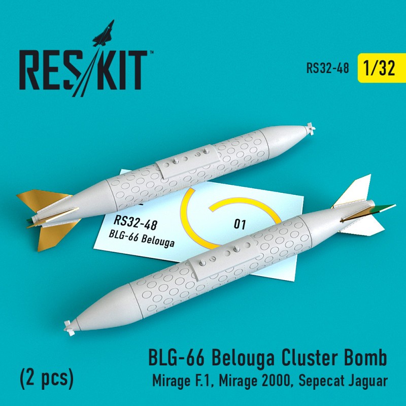 BLG-66 Belouga Cluster Bomb (2 pièces) Dassault Mirage F.1, Mirage 2000, Sepecat Jaguar (conçu pour être utilisé avec les kits K