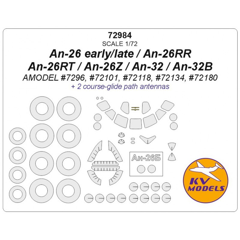 Masques de peinture Antonov An-26 early/late / An-26RR / An-26RT / An-26Z / An-32 / An-32B (conçus pour être utilisés avec les k