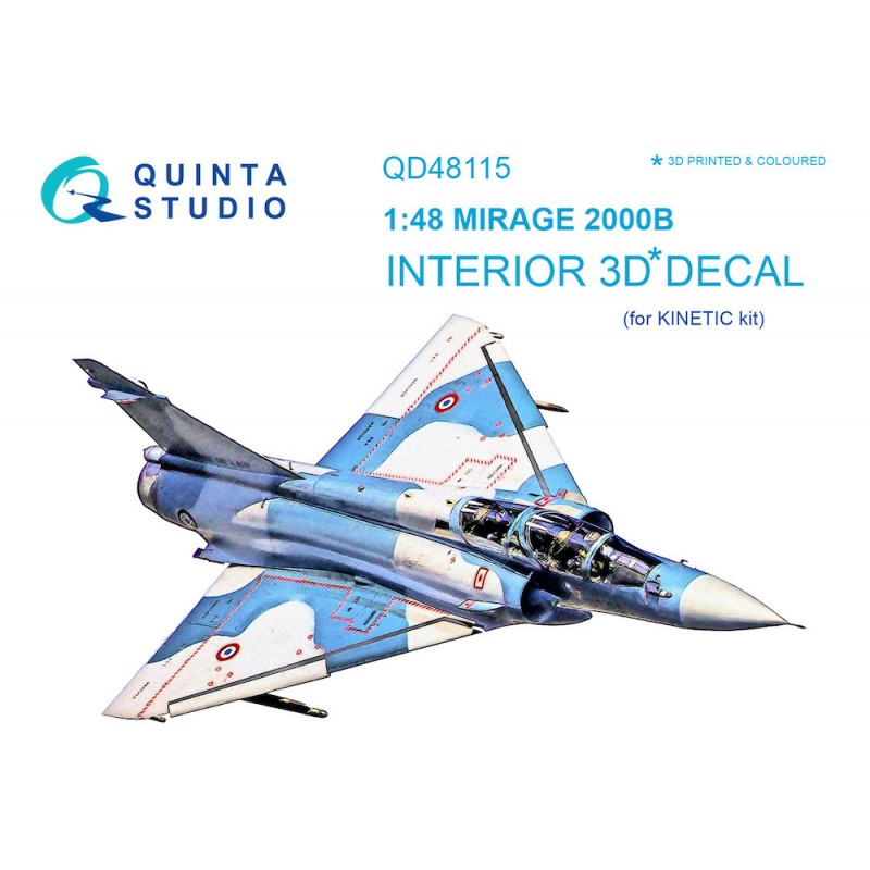 Dassault Mirage 2000B Intérieur coloré et imprimé en 3D sur papier autocollant (conçu pour être utilisé avec les kits Kinetic)