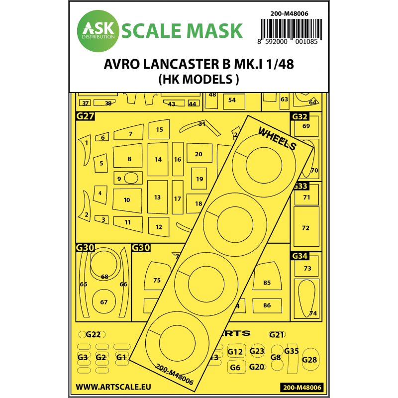 Roues et masques Avro Lancaster BI (à l'extérieur uniquement) (conçus pour être utilisés avec les kits de modèles de Hong Kong)
