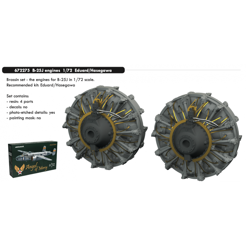 Moteurs nord-américains B-25J Mitchell 1/72 (conçus pour être utilisés avec les kits Eduard et Hasegawa)