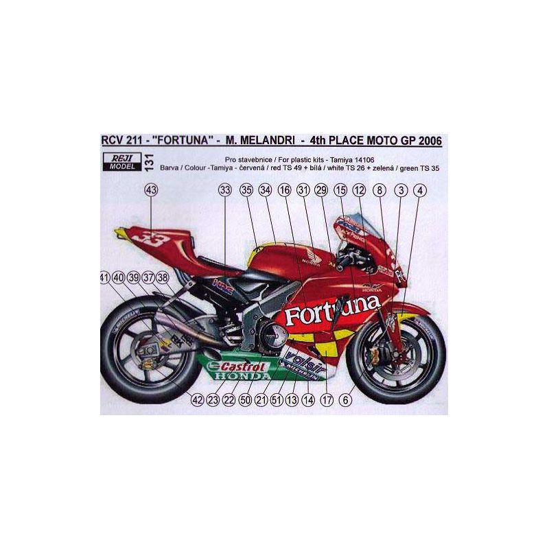 Décalcomanie HONDA RCV 211 2006 MELANDRI FORTUNA