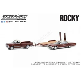 SET DE VEHICULES : CHEVROLET C-10 AVEC CADILLAC SEDAN ET REMORQUE "ROCKY (1976)" 