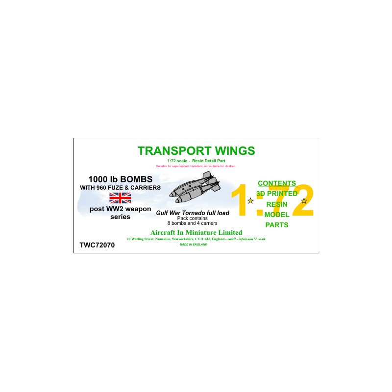 Tornado de la guerre du Golfe - Ensemble de chargement complet.8x 1000lb, 4x porte-bombes.