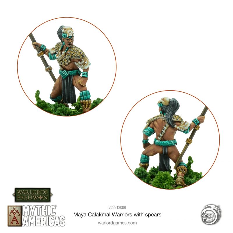 Maya Calakmal Warriors avec des lances