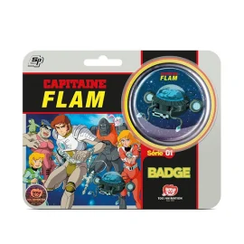 Capitaine Flam Badge Blister Professeur Simon 5,6cm