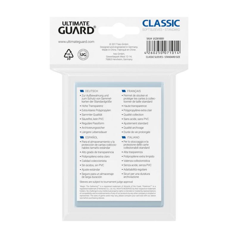 Ultimate guard Ultimate Guard 100 pochettes Classic Soft Sleeves