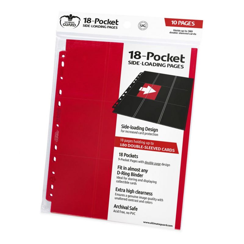  Ultimate Guard 18-Pocket Pages Side-Loading Rouge (10)